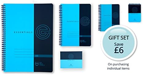 Ultimate Notebook Gift Set 4 x Two Tone Blue Spiral Bound Pads with Matching Pack of Sticky Notes in Blue Notespod