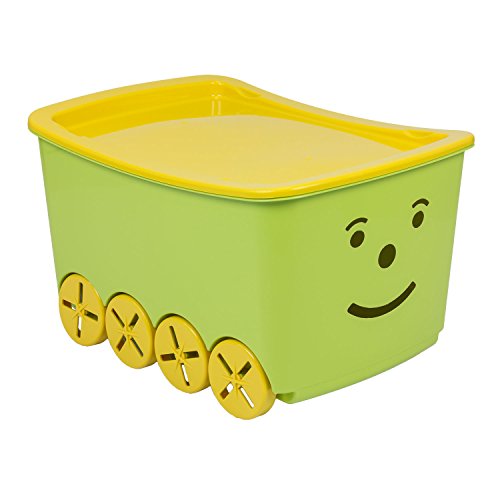 BranQ Play Box 52 L Funny Spielzeugbox Spielzeugkiste Rollbox Kiste Räder Deckel grün
