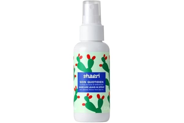 Shaeri – Soin Quotidien Spray Sans Rinçage – Hydratant, Démêlant, Thermo-Protecteur & Anti-Frizz – Idéal Cheveux Secs – Figue de Barbarie, Jojoba & Amande Douce – 100 ml