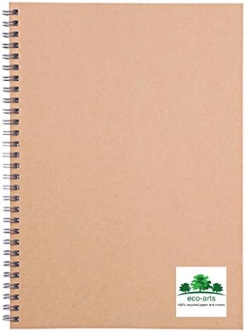 Eco-arts 100% recycled sketchbook notebook 100 pages white tan cover sketch pad
