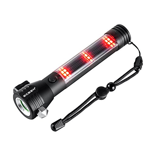 ECEEN Solar-Taschenlampe – Multifunktions-LED-Licht mit Auto-Notfall-Tool, Attack Hammer, Schneidmesser, Kompass etc. für Camping, Reisen, Wandern Sicherheit - 7