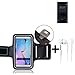Produktbild K-S-Trade Top Set für Nokia 3 Dual-SIM Neopren Jogging Armband Sportarmband Oberarmband für Nokia 3 Dual-SIM schwarz mit Reflektor Streifen + Ohrstöpsel. Fitness Lauf Armband