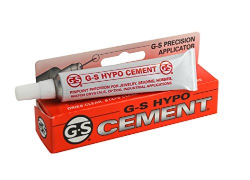 Jewelers G-S Hypo Clear Cement 9 ml w/ Precision Applicator for Beads Findings Watch Crystals Plastic Glass Metal Ceramic Crafts by PMC Supplies LLC