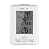 BALDR LCD Numérique Hygromètre Horloge Intérieur Extérieur Thermomètre LCD Affichage Filaire Capteur Capteur Humidité Température Compteur Moniteur(Blanc)