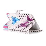 LG Nexus X5 Schutzhülle,LG Nexus X5 Lederhülle,JAWSEU Elegant Schmetterling Blume Retro/Vintage Design Farbmalerei Bunt Gemalt PU Leder Folio Flip Wallet Hülle Etui im Bookstyle Brieftasche Handyhülle Case Cover mit [Ständerfunktion] und [Kartenfächer] für LG Google Nexus X5 &1xSchwarz Glitzer Bling Eingabestift- - 4