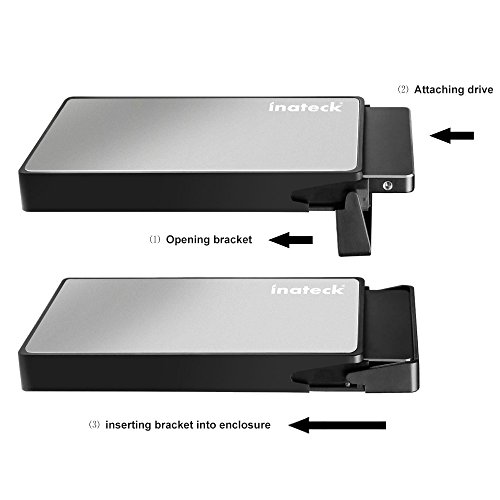 [Optimiert für SSD] Inateck USB 3.0 Externes festplatten Gehäuse für 9.5mm 7mm 2.5 zoll SATA-I, SATA-II, SATA-III, SATA SSD und HDD mit USB3.0 Kabel , keine zusätzlichen Treiber benötigt, Werkzeuglose – Silber - 4