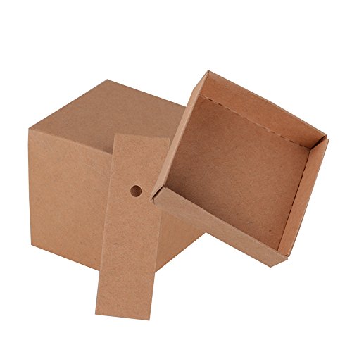 100 stk. Kraftpapier Bonboniere (mit Juteschnur und Geschenk Etikett) 5x5x5 cm Geschenkboxen Hochzeit Weihnachten Pralinenschachtel Geschenkverpackung Tüten für süßigkeiten Karton - 4