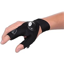 ANGTUO guantes de la pesca al aire libre, noche eléctrica guantes de la pesca linternas LED Antorcha Índice Pulgar cubierta guantes del dedo de la bicicleta de guantes para que acampa yendo de pesca supervivencia de la emergencia-Right Hand opcional