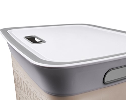 Wäschetruhe Set Wäschekorb Wäschepuff mit Belüftung Moda Vintage 60 Liter mit Deckel + 45 Liter Wäschesammler mit 4 Griffen - 6