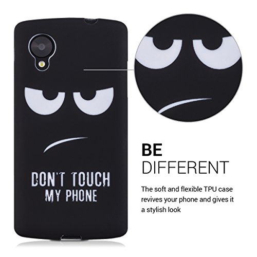kwmobile Funda para LG Google Nexus 5 - Carcasa de  TPU  para m  vil y dise  o Don t Touch my Phone en  Blanco Negro 