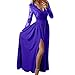 Produktbild WWricotta Women Deep V-Neck Lace Long Sleeve Evening Party Ball Prom Wedding Long Dress(Blau,XL)