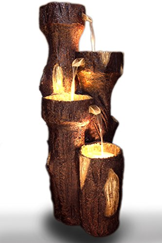 Gartenbrunnen "Baumstamm" 120 cm mit LED Beleuchtung Springbrunnen Brunnen NEU