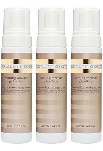 BEST VALUE LUXURY FAKE TAN - For All My Eternity Tanning Mousse Gold Edition Made with Certified Organic DHA for a perfect self tan on face body arms and legs. Long-lasting fragrance free instant tanning foam
