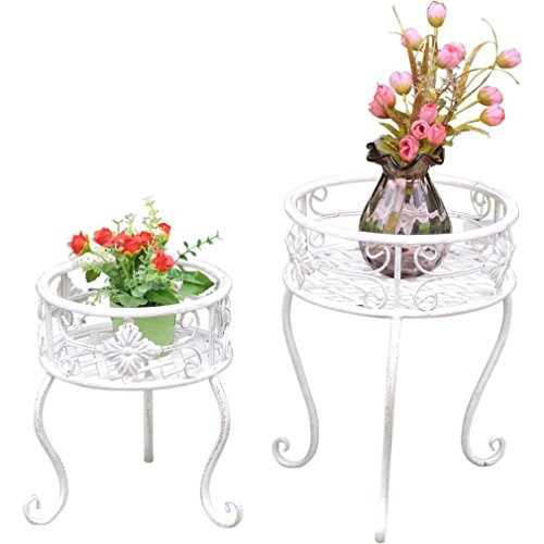 Blumenständer Blumen Hocker 2teilig weiß Shabby Landhaus 36cm/28cm rund