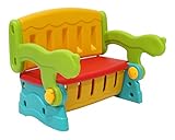 Clamaro ‚SwitchBench‘ 2in1 Kinder Sitztruhe mit Klapptisch oder Rückenlehe und geheimer Truhe, einfach die Sitzbank mit Lehne in eine Sitzbanktruhe mit Tisch umklappen, flexible Indoor und Outoor Kindersitzgruppe aus wetterfestem Kunststoff für den Garten oder im Kinderzimmer - 5