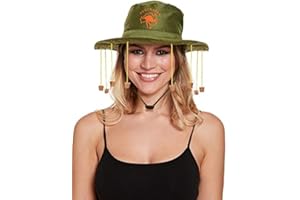 F & F Australian Hat With Cork Adult Inflatable Kangaroo Print Dundee Fancy Style Dress Hat Party Accessories Kit Australia Day Hat Aussie Crocodile Hunter Pack Of 1 Green