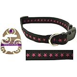 Rosewood 03657 Wag-n-Walk weitenregulierbares Halsband im Sterne-Design, schwarz/pink