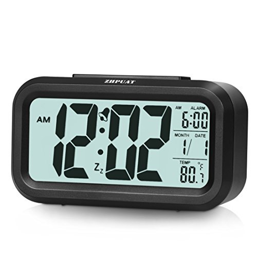 ZHPUAT Digital-Wecker Digitaluhr große LCD-Ziffern mit Hintergrundbeleuchtung Schwarz