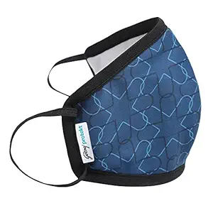 Godrej Protekt P-W95 Reusable Face Mask, 6-Layer Germ Shield Technology | Size: SMALL, Design: Navy, For Children & Teens