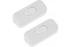 ‎FUCHSWERK 2 x Intermediate Switch Cord Switch - 2-3-Pin 6A 250V - Cord Intermediate Switch, Rocker Switch, Cable Switch, White