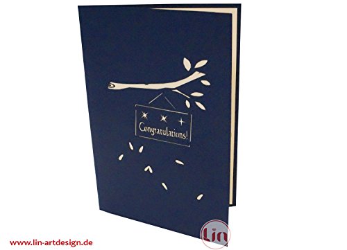 LIN-POP UP Grußkarten 3D Karten Glückwunschkarten zur bestandenen Prüfung, Eule mit Doktorhut (Engl.) - 2