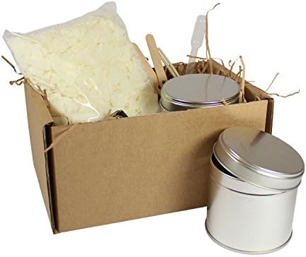 2 Large Tin Candle Making Kit - Create Two Scented Container Candles - Contains all Materials You Need to Make the Candles - Our Family Crafts (Baby Powder)