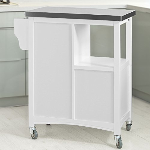 SoBuy® Servierwagen, Küchenwagen,Küchenregal, Rollwagen mit Edelstahlplatte, FKW37-W - 2