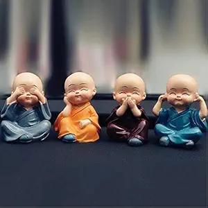 eCraftIndia 4PCS Little Monk Cute Ornaments Car Interior Decoration Desk Decor