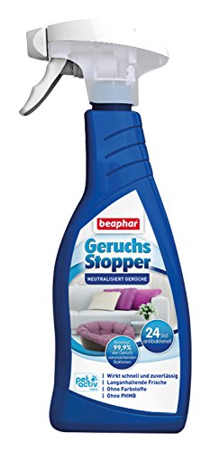 beaphar Geruchsstopper | Geruch-Neutralisierer für Umgebung von Haustieren | Beseitigt 99,9% der Bakterien | Langanhaltende Frische | 500 ml