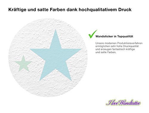 I-love-Wandtattoo WAS-10454 Kinderzimmer Wandsticker Set „Pastell Sterne in tollen Blau und Grün Farbtönen“ 25 Stück Sternenhimmel zum Kleben Wandtattoo Wandaufkleber Sticker Wanddeko - 3