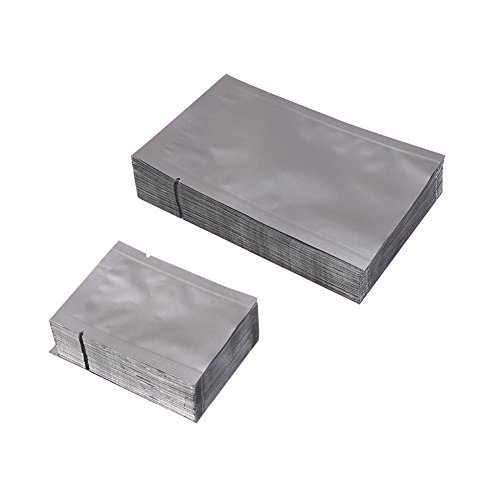 attachmenttou 50Pcs Silver Aluminum Foil Package Bag Home Sealer Food Kitchen Storage Pouches