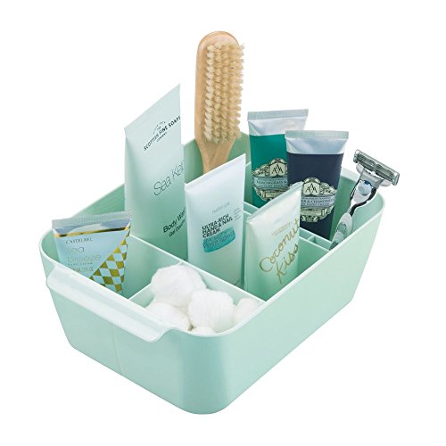 InterDesign Clarity Kosmetik Organizer mit Griffen | Sortierbox mit 8 Fächern für Make-Up & Accessoires | Ablagesystem auch für Bürozubehör | Kunststoff mintfarben - 5