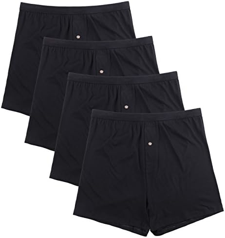 INNERSY Men’s Underwear 4 Pack Button Fly Basic Boxer Shorts Cotton Solid Color Briefs Knicker