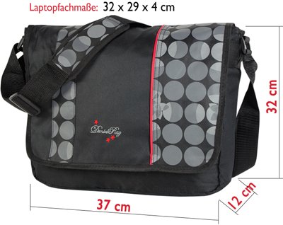 DANIEL RAY Umhängetasche MAHINA Schultertasche Damen Laptop Tasche Notebook Messenger Schwarz - 6