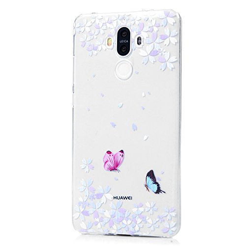 Funda Huawei Mate 9 Silicona Transparente  Gel TPU Ultra Delgado - Mavis s Diary Suave Cover Carcasa Case Bumper Shock-Absorci  n y Anti-Ara  azos - Mariposa y Flor