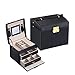 Produktbild FIONAT Schmuckkästchen Schmuckschatulle Damen Verschluss Geburtstagsgeschenk Aufbewahrungsbox Ohrring Ring Halskette Box 17,5 * 14 * 13 cm, Schwarz