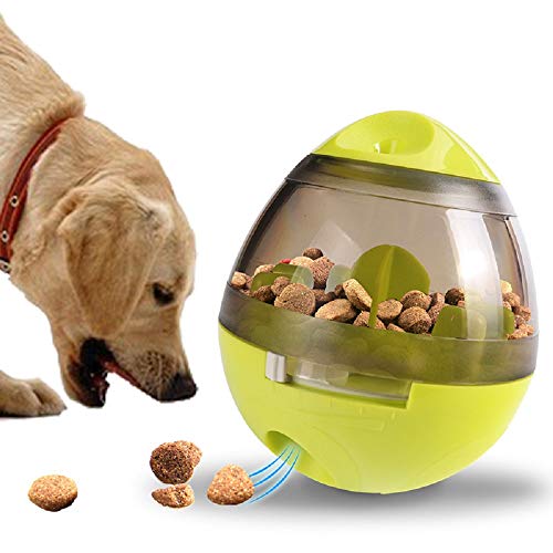 CITTATREND Distributeur de Nourriture Jouet Culbuto Roly-Poly Interactif Anti-glouton pour Chien Boule d'Aliments Friandises Croquettes pour Chiot Chat Animaux Vert