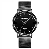 Lazzgirl DENGQIN Herrenuhr 801 Mesh Belt(Schwarz, Silber)