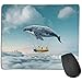 Produktbild Gaming-Mauspad,Genähte Kanten,Wasserdicht,Ultra,SilkyAirplane-Dekor,Traumluftschiff Fantasie über den Wolken Wolkengebilde Wal Erde Planet Dekorativ,Grau Gelb Blau,Gilt für Spiele,Homee 30X25CM