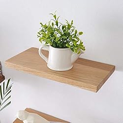 Inman Étagère murale flottante rustique en chêne massif, Chêne, naturel, 30 cm