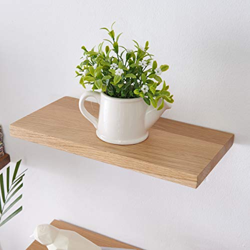 Inman Étagère murale flottante rustique en chêne massif, Chêne, naturel, 30 cm