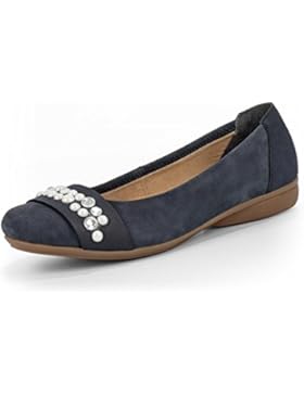 Rieker L8361-15 Damen Ballerina Aus Nubukleder Textilfutter Lederinnensohle
