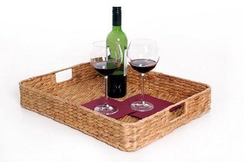 VIVANNO Großes Tablett Korb Tischkorb Wasserhyazinthe 'Tim' 50x40cm