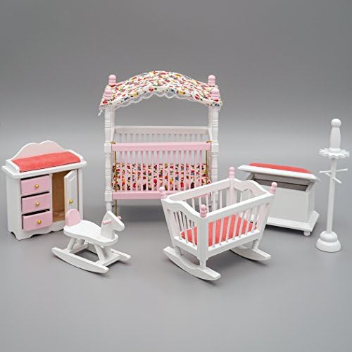 Odoria 1:12 Miniature Baby's Room Crib Set Dollhouse Furniture Accessories