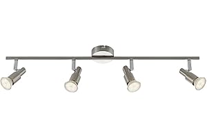 ‎ELC EUROPEAN LIGHTING CIRCLE ELC LED Deckenlampe, schwenkbar & drehbar, 4 flammig, inkl. 4 x 5W GU10 LED Leuchtmittel, LED Deckenleuchte, Deckenstrahler warmweiss, Metall nickel matt chrom Deckenspot, Spot, Strahler