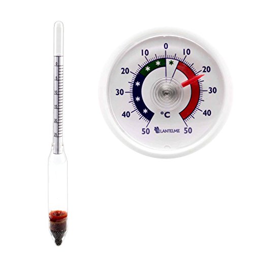 Lakeprüfer - Lakeprober - Pökelmesser - Salzlake - Salzwaage - Pökeln - Aräometer Glas 18 cm und Uni Thermometer Kunststoff weiß Set