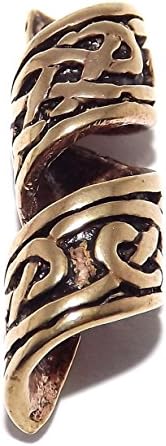 Large Celtic Viking weave Bronze beard bead Ring - dreadlock hair