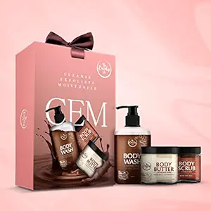 The Beauty Co. ChoCo Cleansing Exfoliating Moisturizing CEM Kit for Naturally Glowing Skin (Body Scrub, Body Wash, Body Butter)