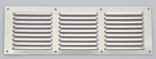 Wetterschutzgitter Lüftungsgitter Aluminium natur 10 x 30 cm mit Fliegendraht Lamellengitter