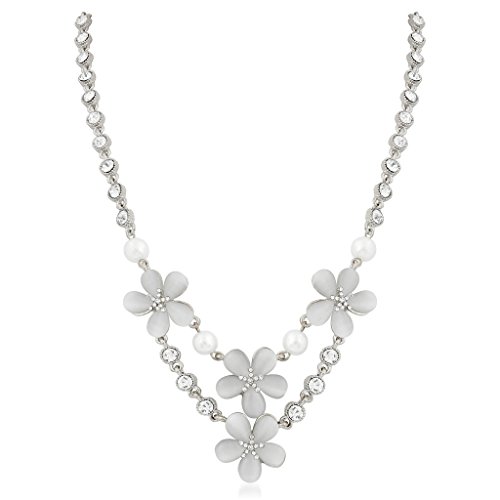 V. K. Jewels Exclusive Crystal Collection Pendant for Women (Silver)(B01MRTBXAG)